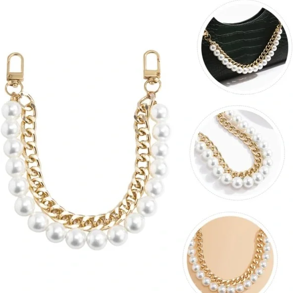 Gold and Pearl Chain Replacement Bag Chain Handbag Strap Accessory Bracelet NWT - Picture 5 of 5